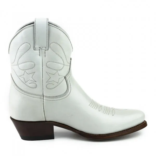 Women's Cowboy Boots or Ankle Boots Handcrafted White Leather 2374 Texanas