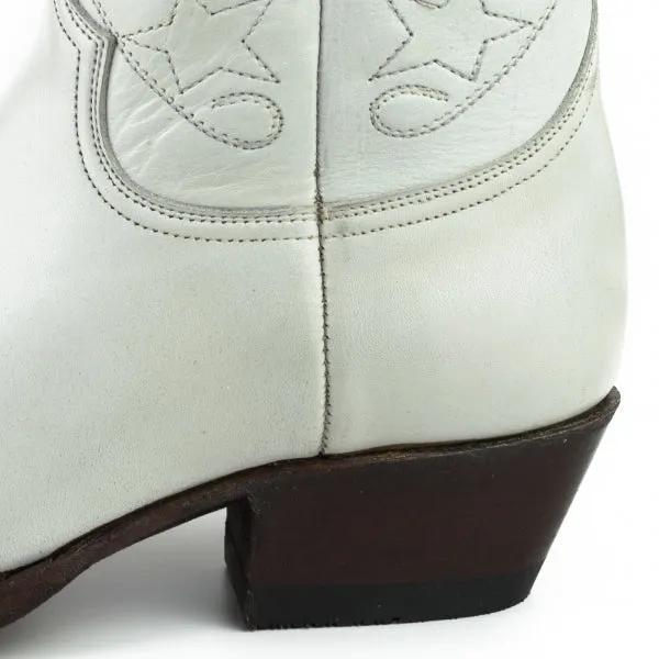 Women's Cowboy Boots or Ankle Boots Handcrafted White Leather 2374 Texanas