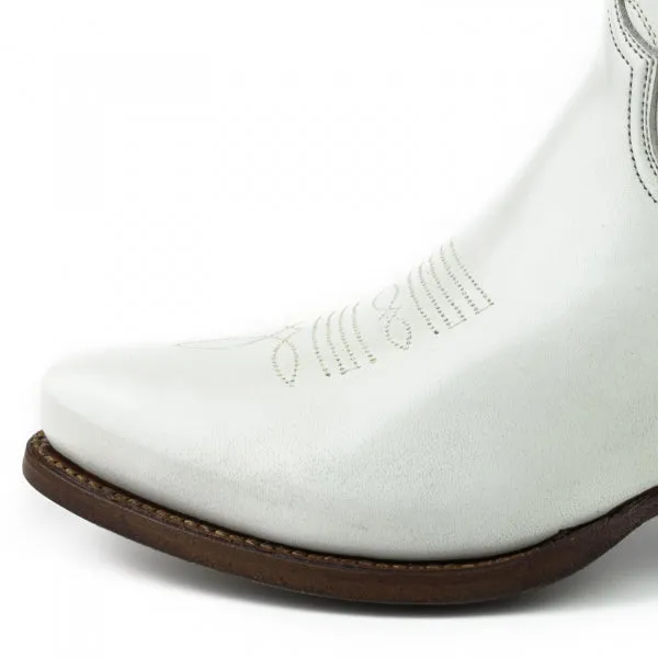 Women's Cowboy Boots or Ankle Boots Handcrafted White Leather 2374 Texanas