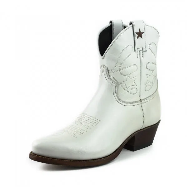 Women's Cowboy Boots or Ankle Boots Handcrafted White Leather 2374 Texanas