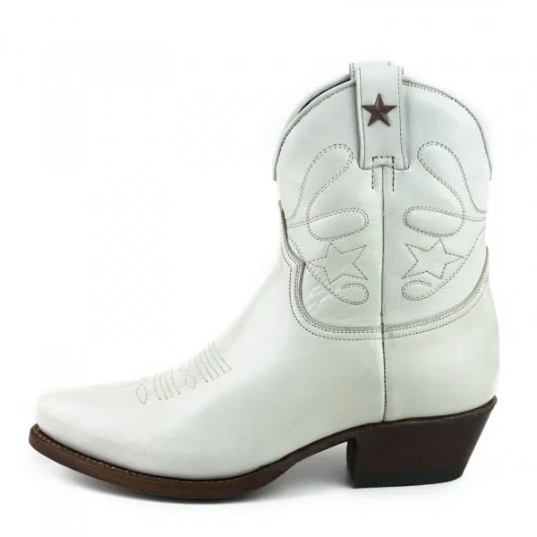 Women's Cowboy Boots or Ankle Boots Handcrafted White Leather 2374 Texanas
