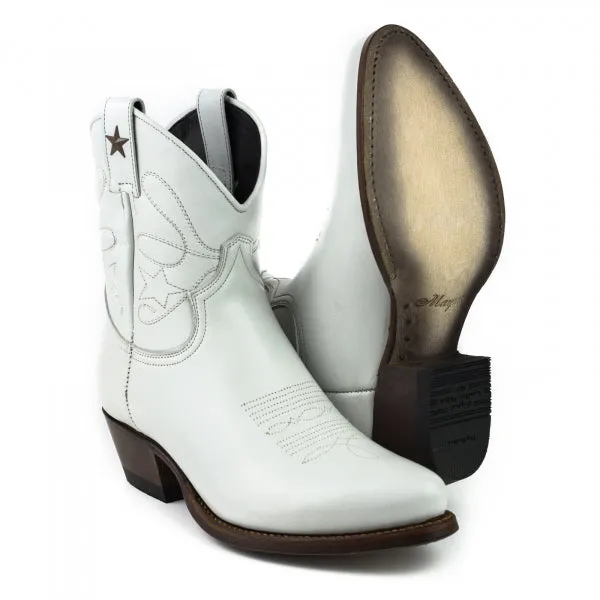 Women's Cowboy Boots or Ankle Boots Handcrafted White Leather 2374 Texanas