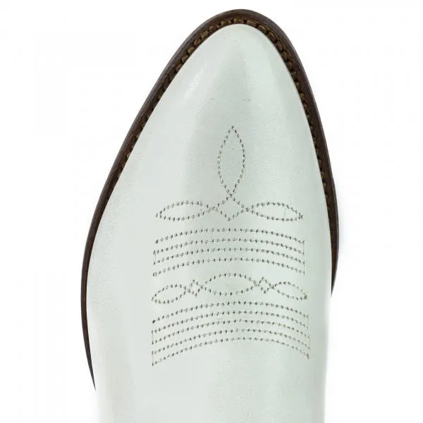 Women's Cowboy Boots or Ankle Boots Handcrafted White Leather 2374 Texanas