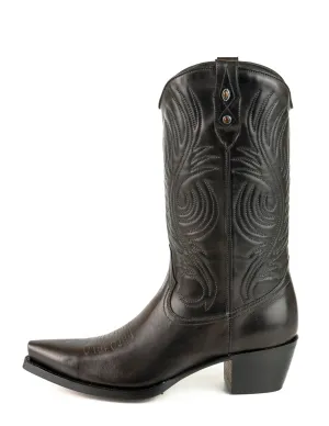 Women's Cowboy Country Western Boots Handmade Black Leather 2536