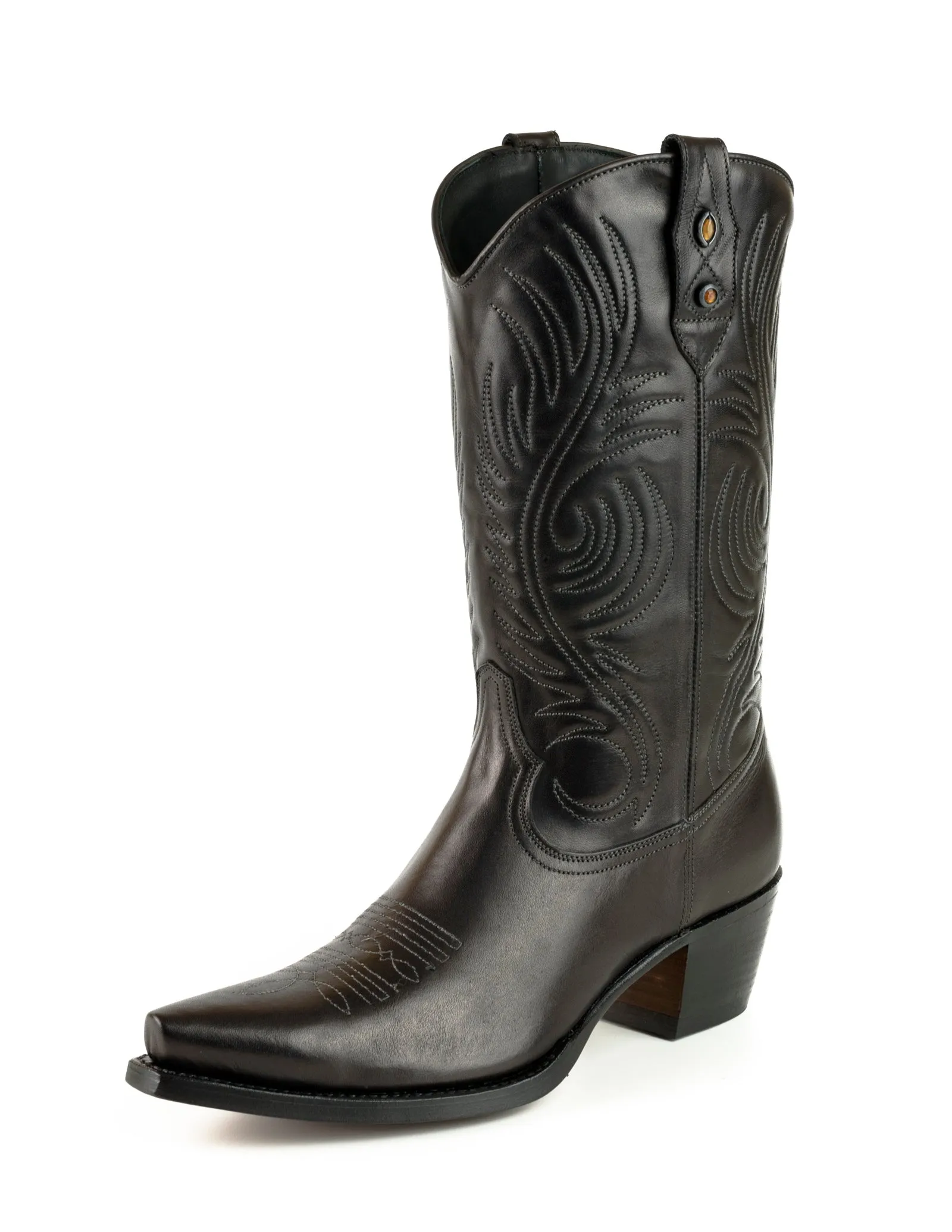 Women's Cowboy Country Western Boots Handmade Black Leather 2536