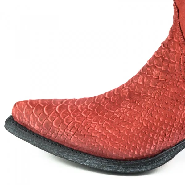 Women's Cowboy Country Western Boots Handmade Washed Red Leather 2524 