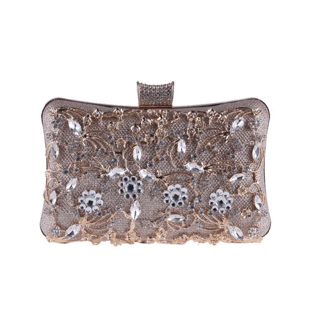 Women's Fashion Metal Beaded Clutch Bags - Silver,Black,Gold