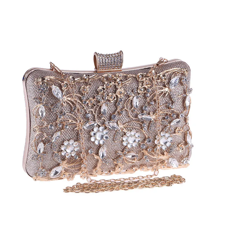 Women's Fashion Metal Beaded Clutch Bags - Silver,Black,Gold
