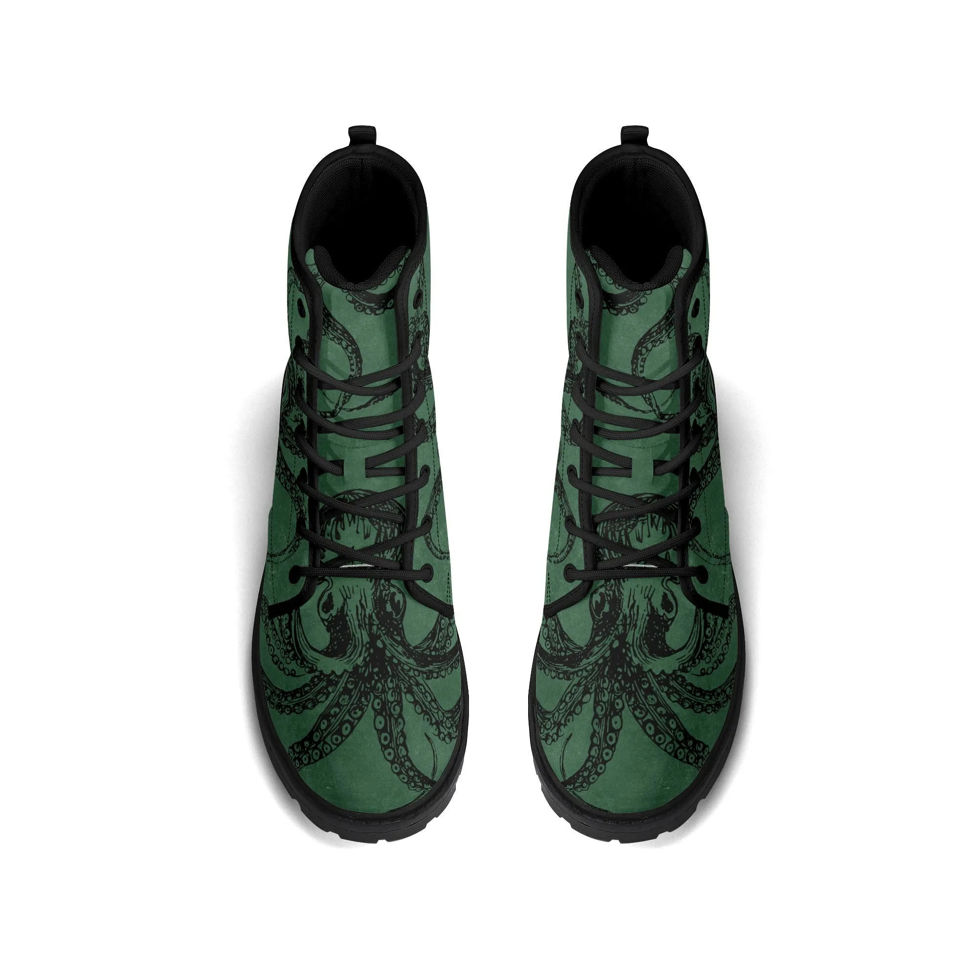 Womens Green Octopus Vegan Steampunk Boots Unisex