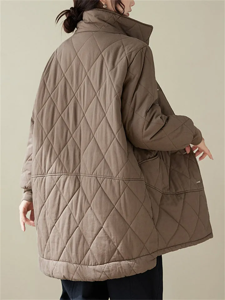 Women's Lined Thickened Faux Lamb Wool Mid-Length Cotton Jacket