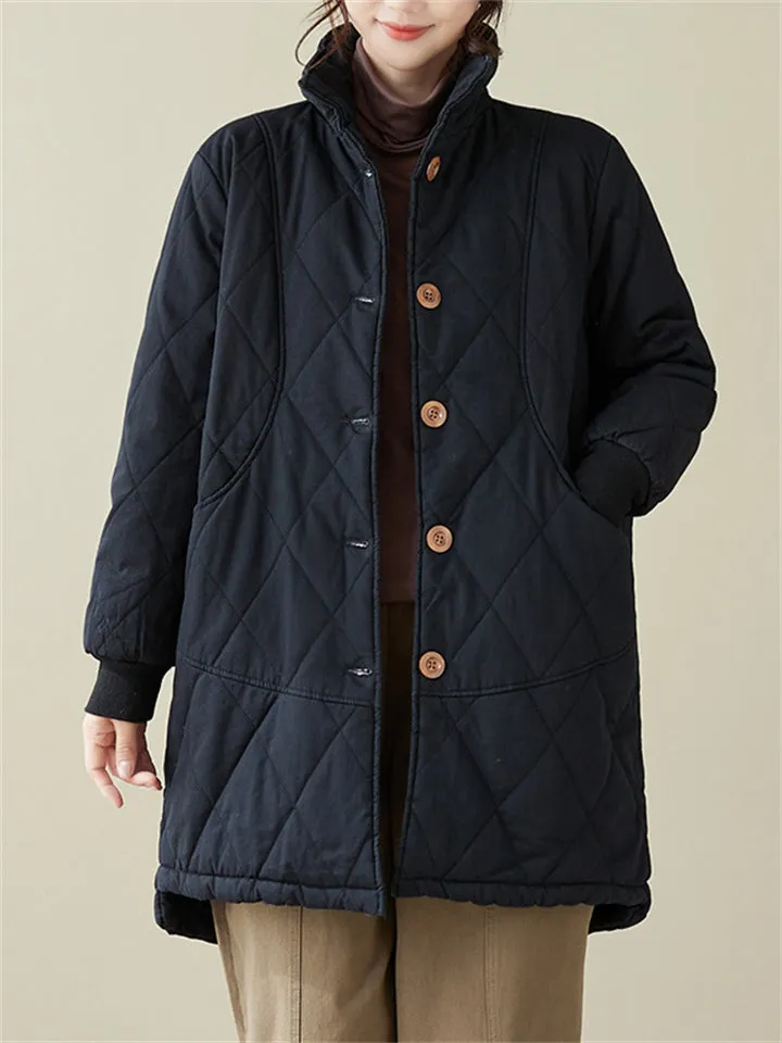 Women's Lined Thickened Faux Lamb Wool Mid-Length Cotton Jacket