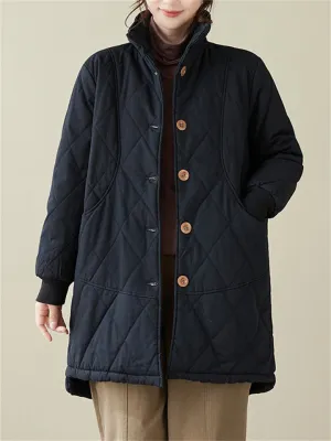 Women's Lined Thickened Faux Lamb Wool Mid-Length Cotton Jacket