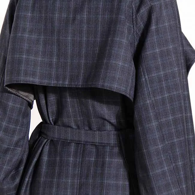 Women's Long Trench Coat Windproof Classic Lapel Belted Overcoat with Pockets