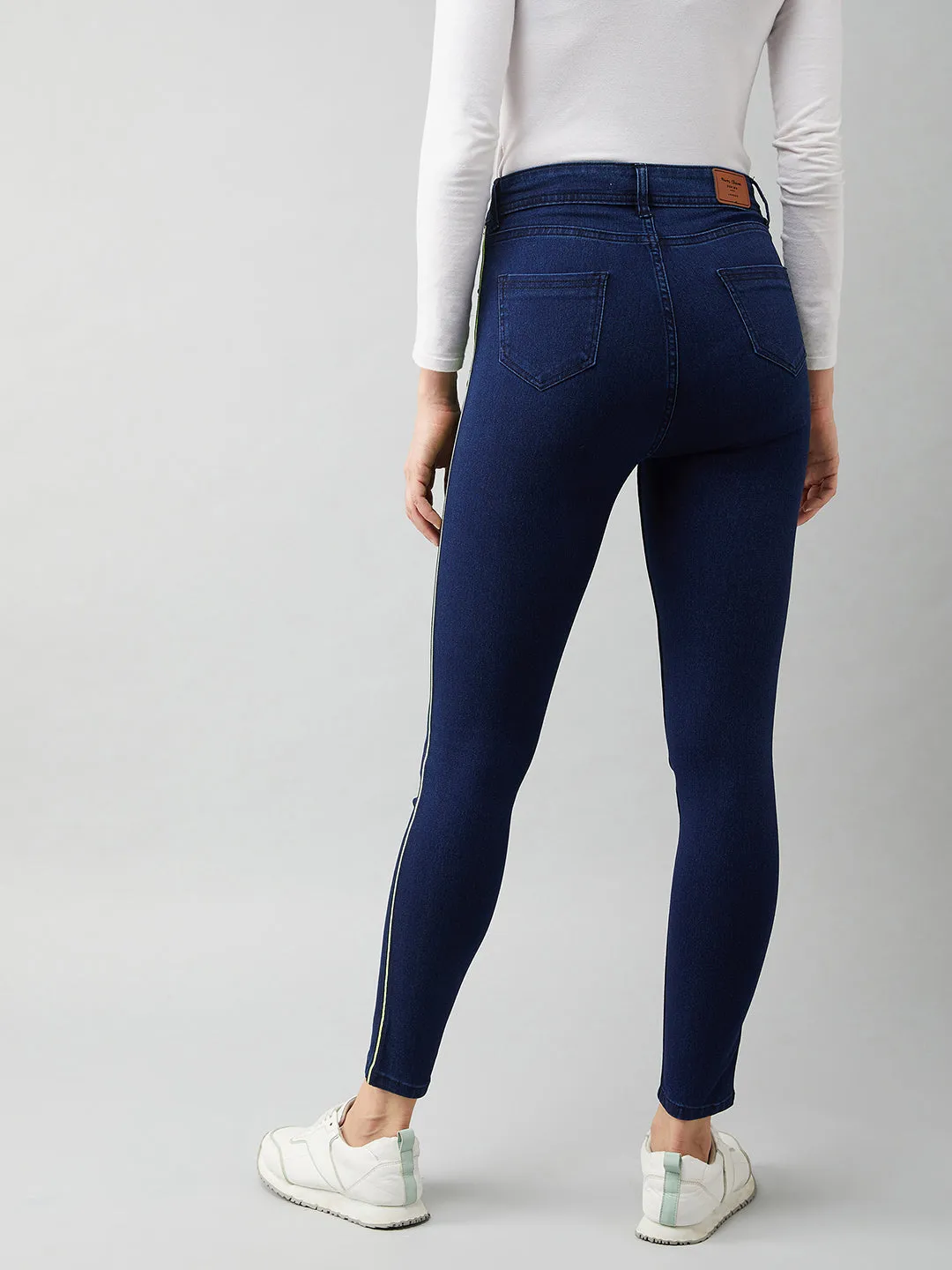 Women's Navy-Blue Skinny-Fit Relaxed High-Rise Stretchable Denim Jeans