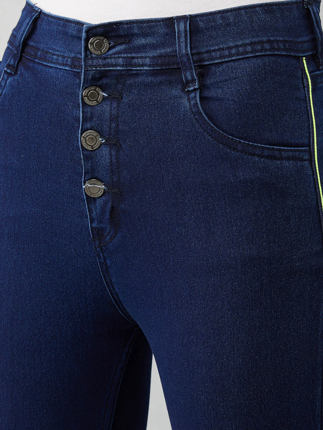 Women's Navy-Blue Skinny-Fit Relaxed High-Rise Stretchable Denim Jeans