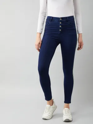Women's Navy-Blue Skinny-Fit Relaxed High-Rise Stretchable Denim Jeans