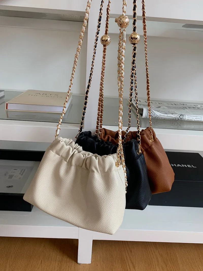 Women's Popular Textured Solid Color Versatile Chain Crossbody Bags