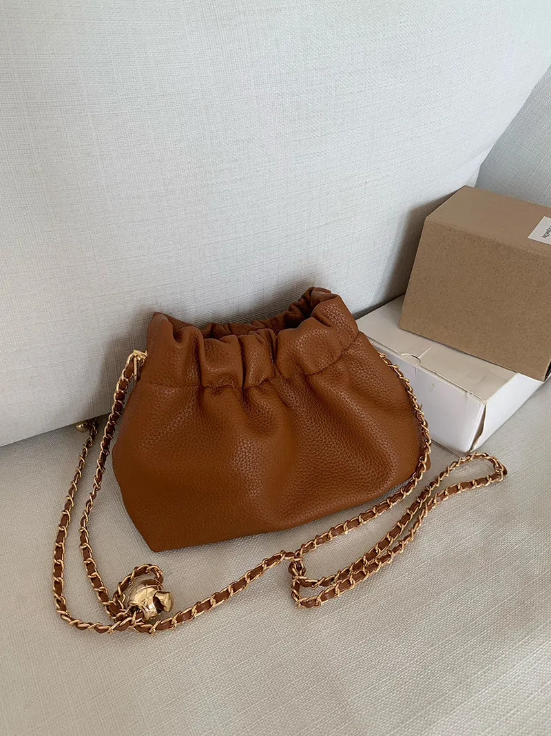 Women's Popular Textured Solid Color Versatile Chain Crossbody Bags