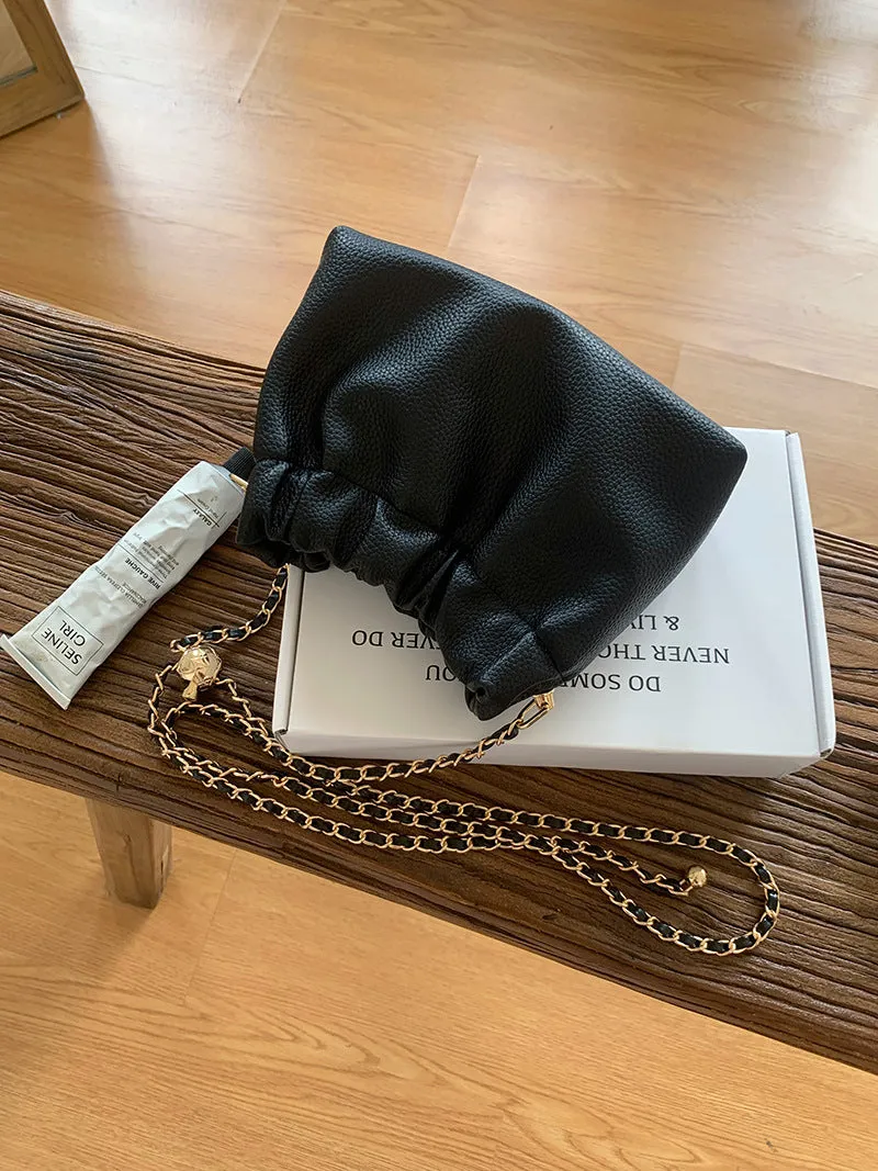 Women's Popular Textured Solid Color Versatile Chain Crossbody Bags