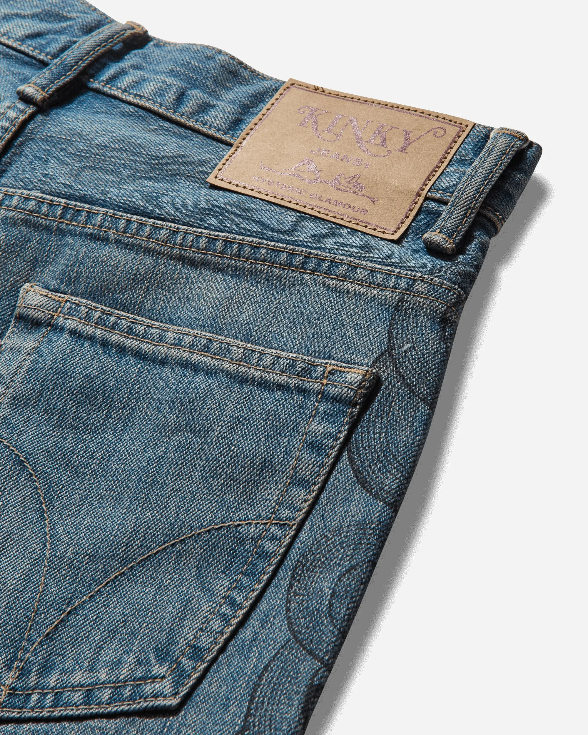 Women's Snake Loop Distressed Cropped Denim Pants Indigo