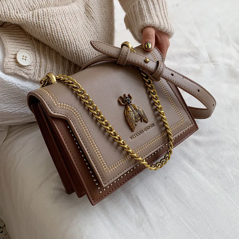 Women's Summer Chain Vintage Bee Portable Contrast Crossbody Bags