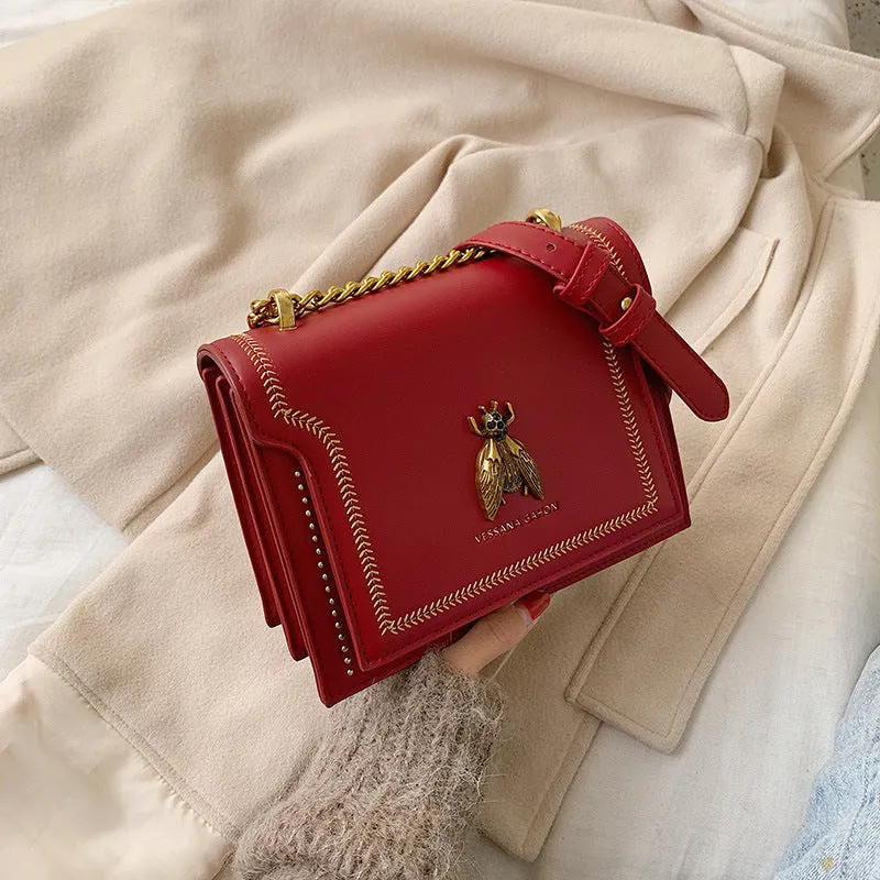 Women's Summer Chain Vintage Bee Portable Contrast Crossbody Bags