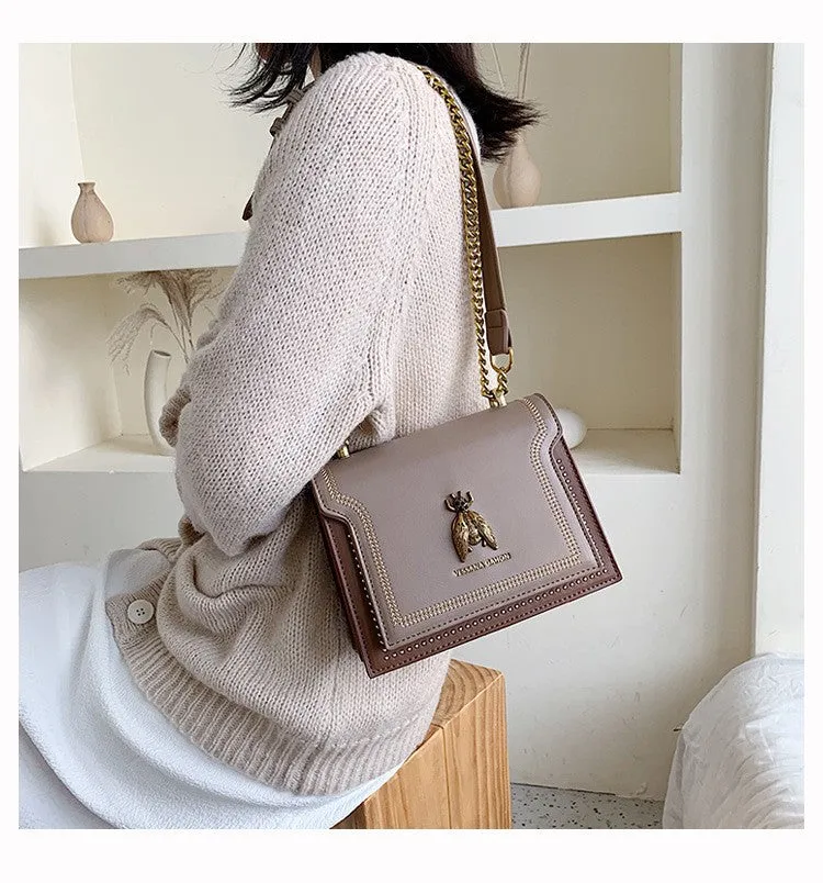 Women's Summer Chain Vintage Bee Portable Contrast Crossbody Bags