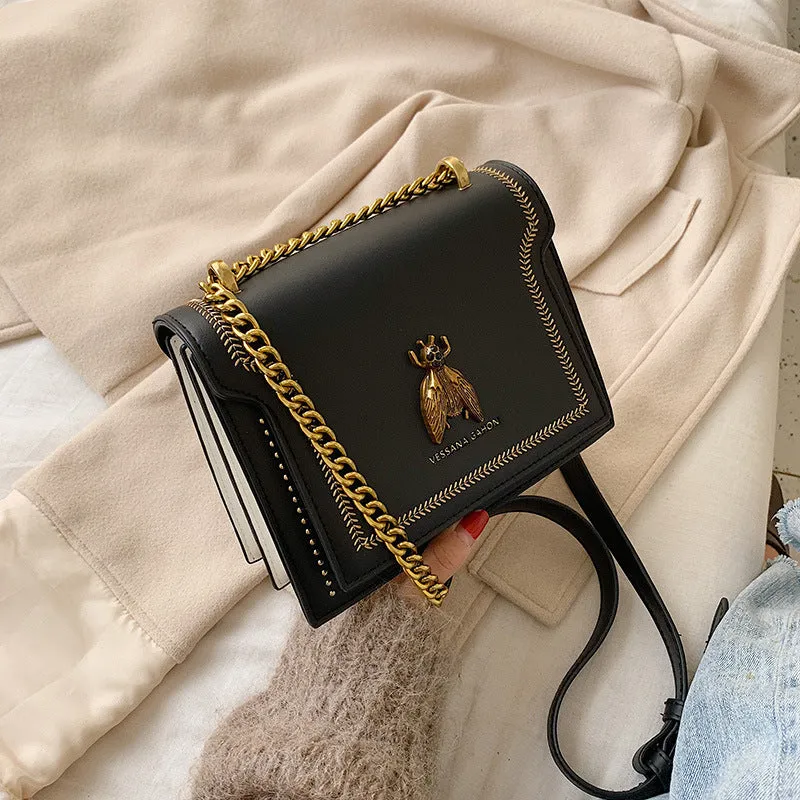 Women's Summer Chain Vintage Bee Portable Contrast Crossbody Bags