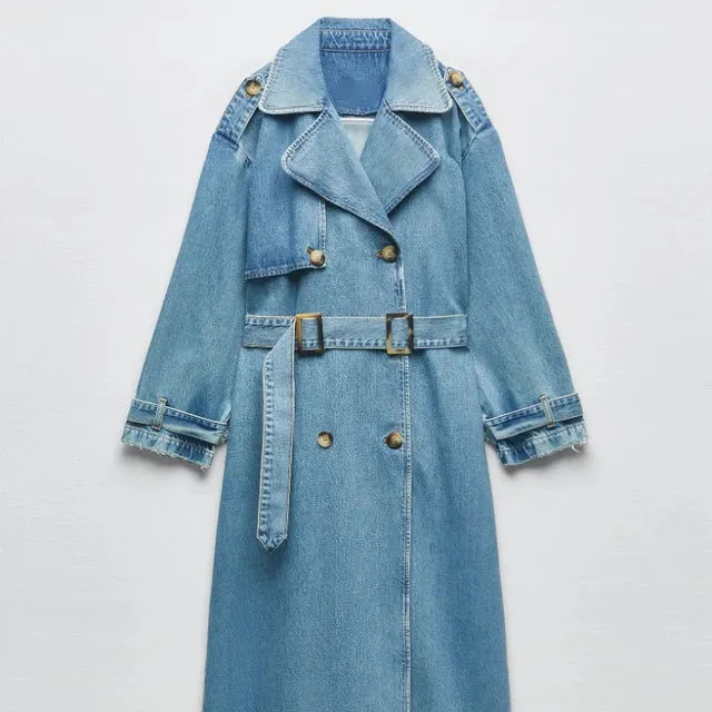 Women's trench coat in a trendy denim look
