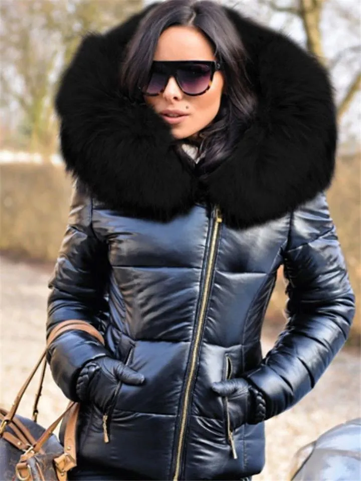 Women's Warm Fur Lined Hooded Puffer Coat for Winter