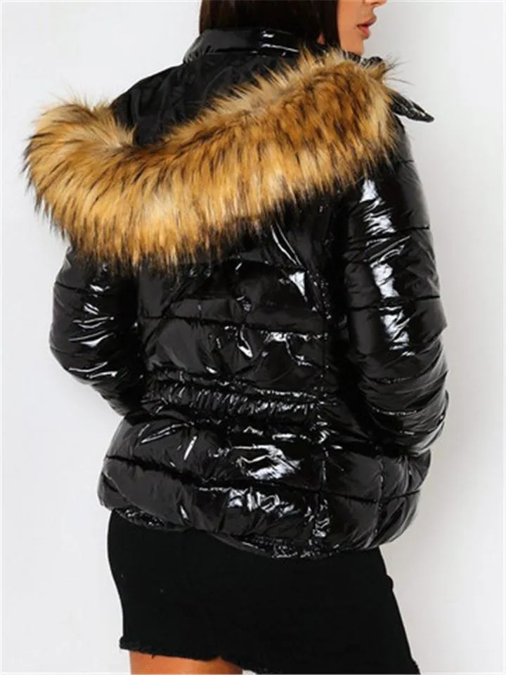 Women's Warm Fur Lined Hooded Puffer Coat for Winter