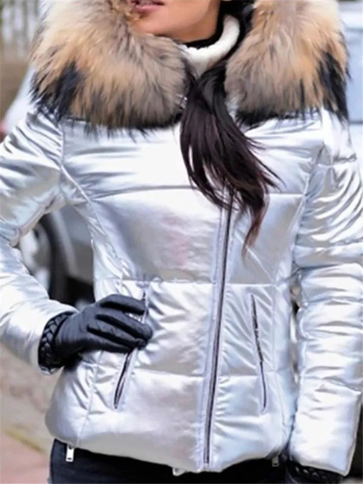 Women's Warm Fur Lined Hooded Puffer Coat for Winter