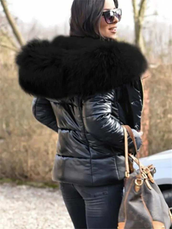 Women's Warm Fur Lined Hooded Puffer Coat for Winter
