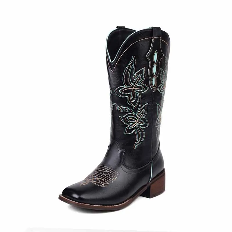 Women's Western Cowgirl Cowboy Boots Wide Calf Embroidered Boot