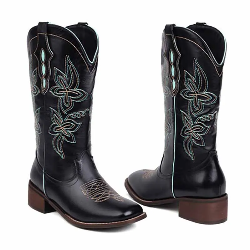 Women's Western Cowgirl Cowboy Boots Wide Calf Embroidered Boot