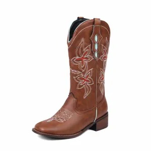 Women's Western Cowgirl Cowboy Boots Wide Calf Embroidered Boot