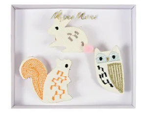 Woodland Embroidered Brooches