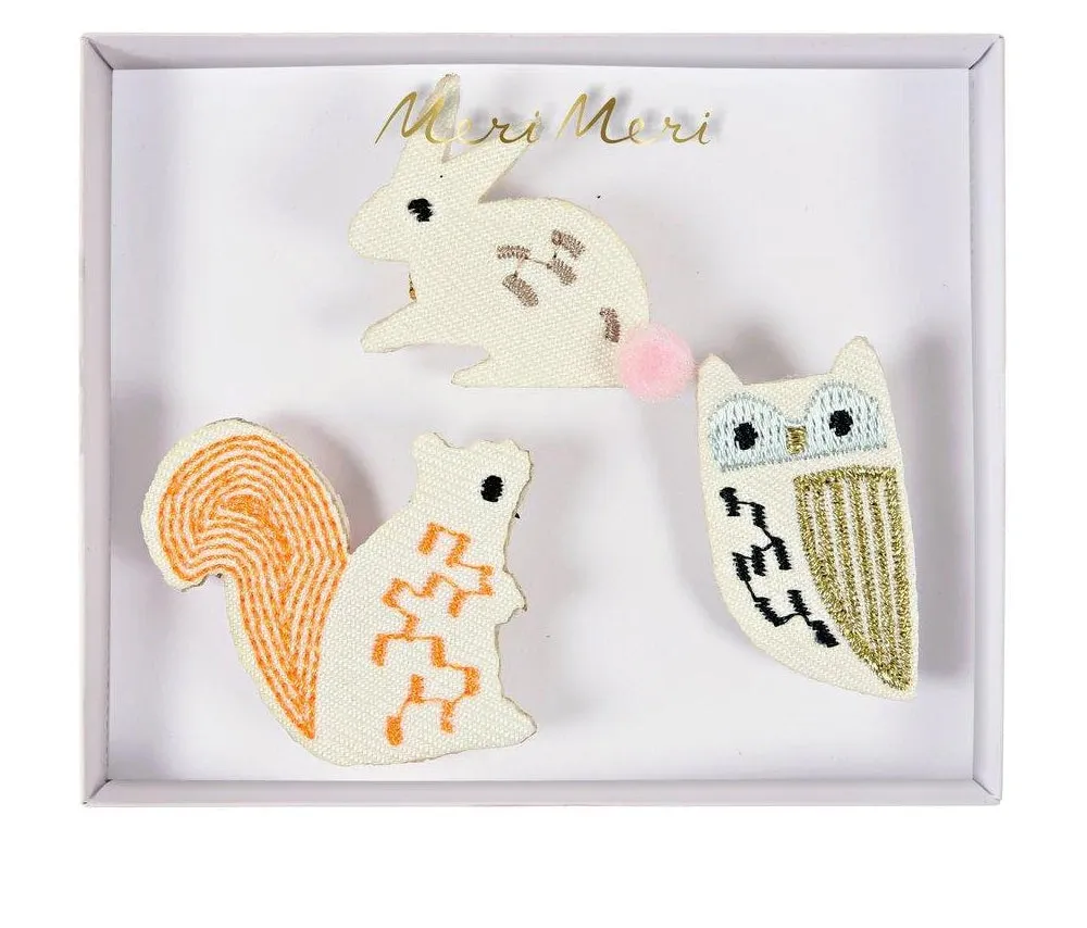 Woodland Embroidered Brooches
