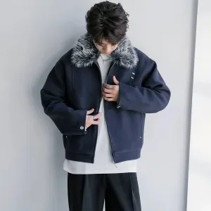 Wool Coat with Faux Fur Collar