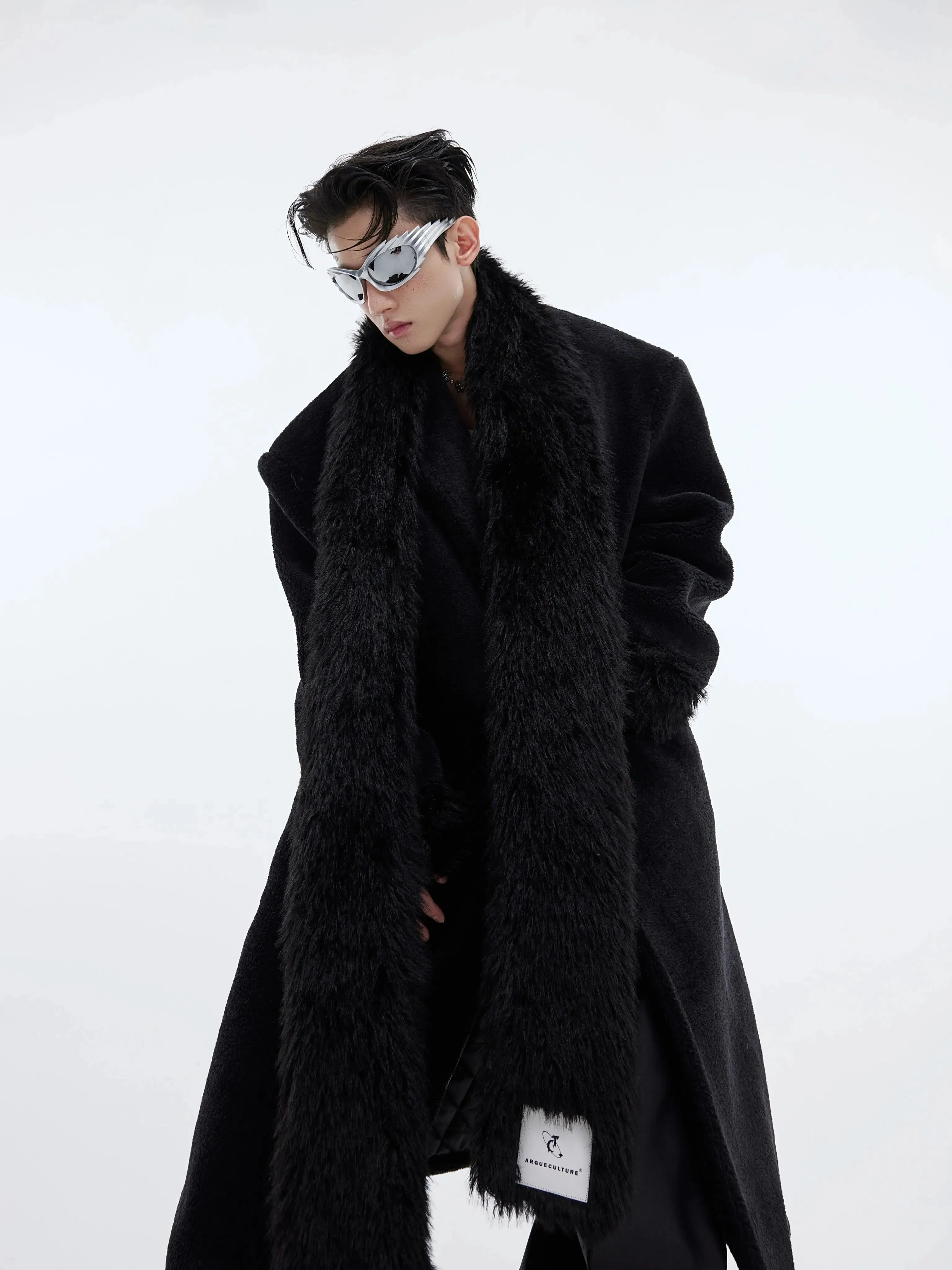 Woolen Thickened Long Windbreaker (with Scarf)