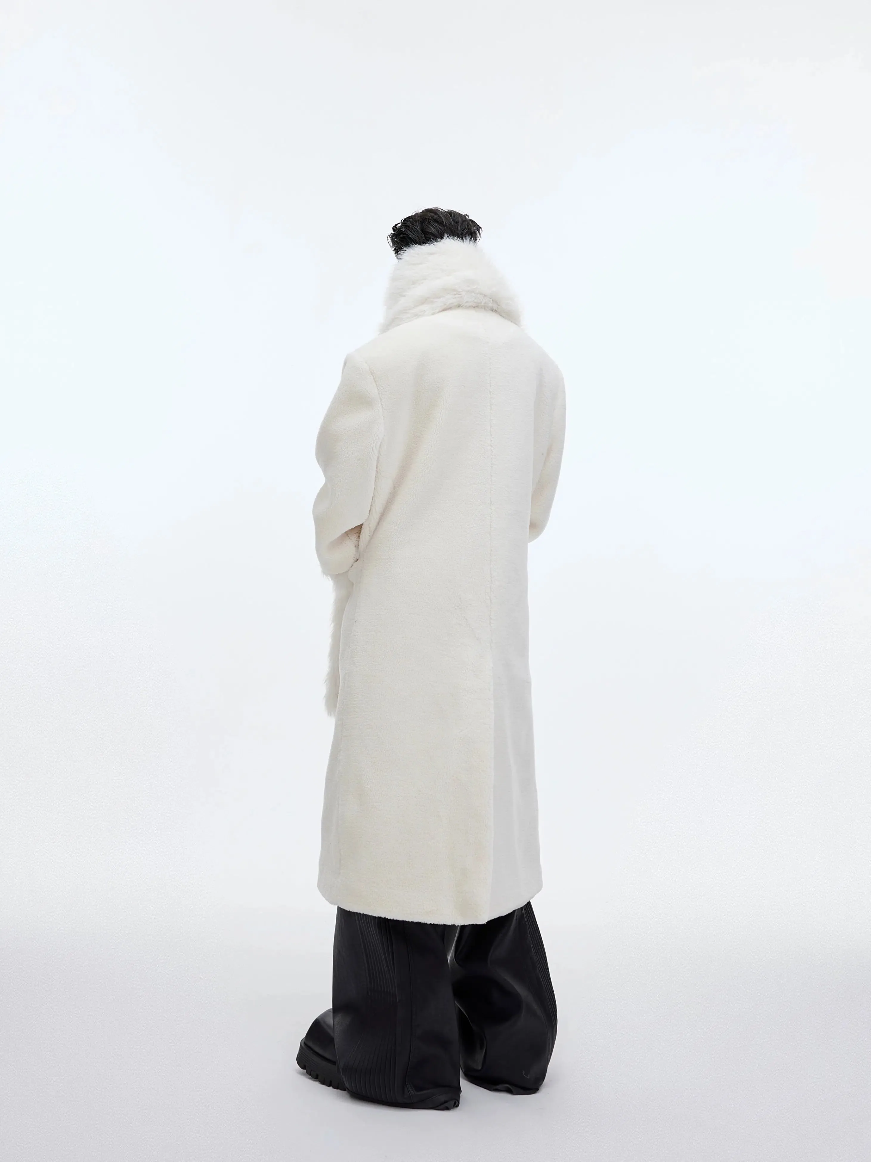 Woolen Thickened Long Windbreaker (with Scarf)
