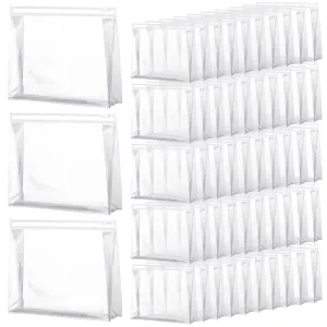 Xuniea 50 Pieces Mini Clear Makeup Bag Small Clear Zipper Pouch Travel Bag for Toiletries Plastic Cosmetic Organizer Waterproof for Women Men Vacation(9.8'',Transparent)
