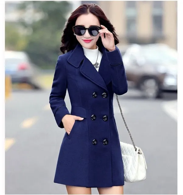YAGENZ Blends Woolens Overcoat Female Coat Autumn Winter Coats And Jackets Women Plus size Coat Women's Wool Coats Long Tops 647