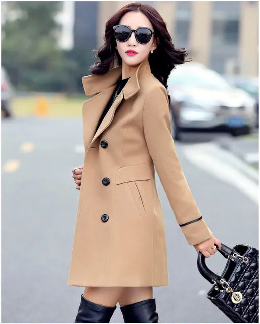 YAGENZ Blends Woolens Overcoat Female Coat Autumn Winter Coats And Jackets Women Plus size Coat Women's Wool Coats Long Tops 647