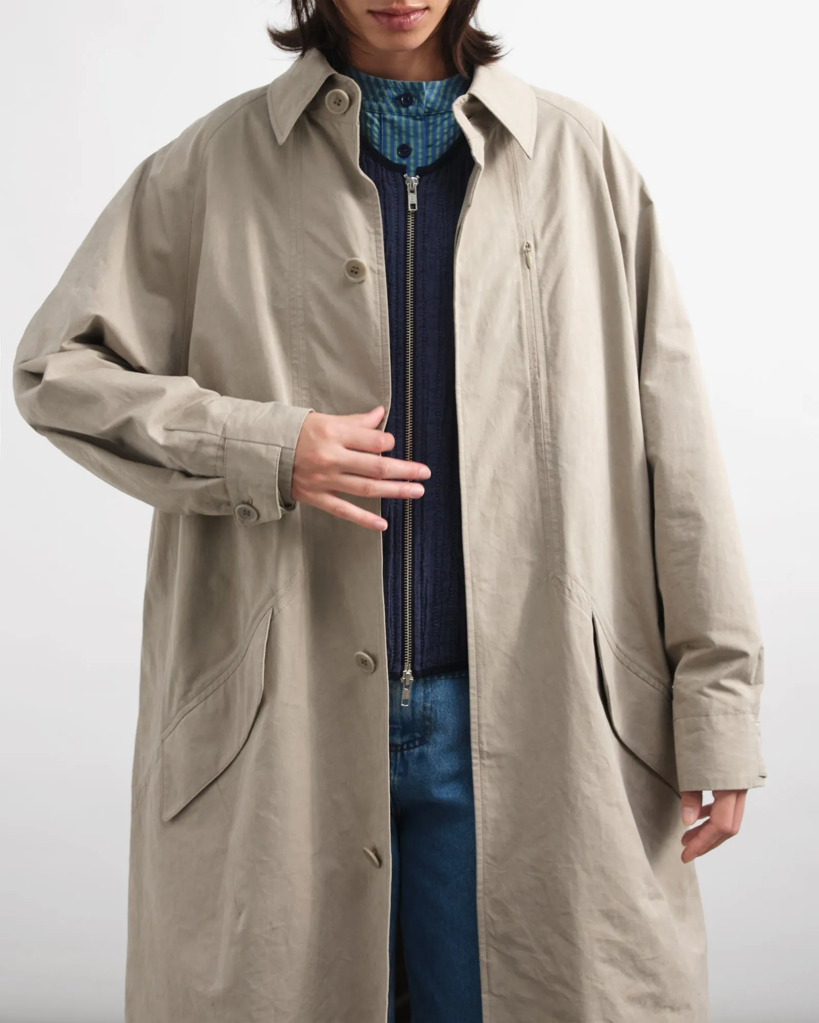 YMC Tyrell Trench Coat Stone