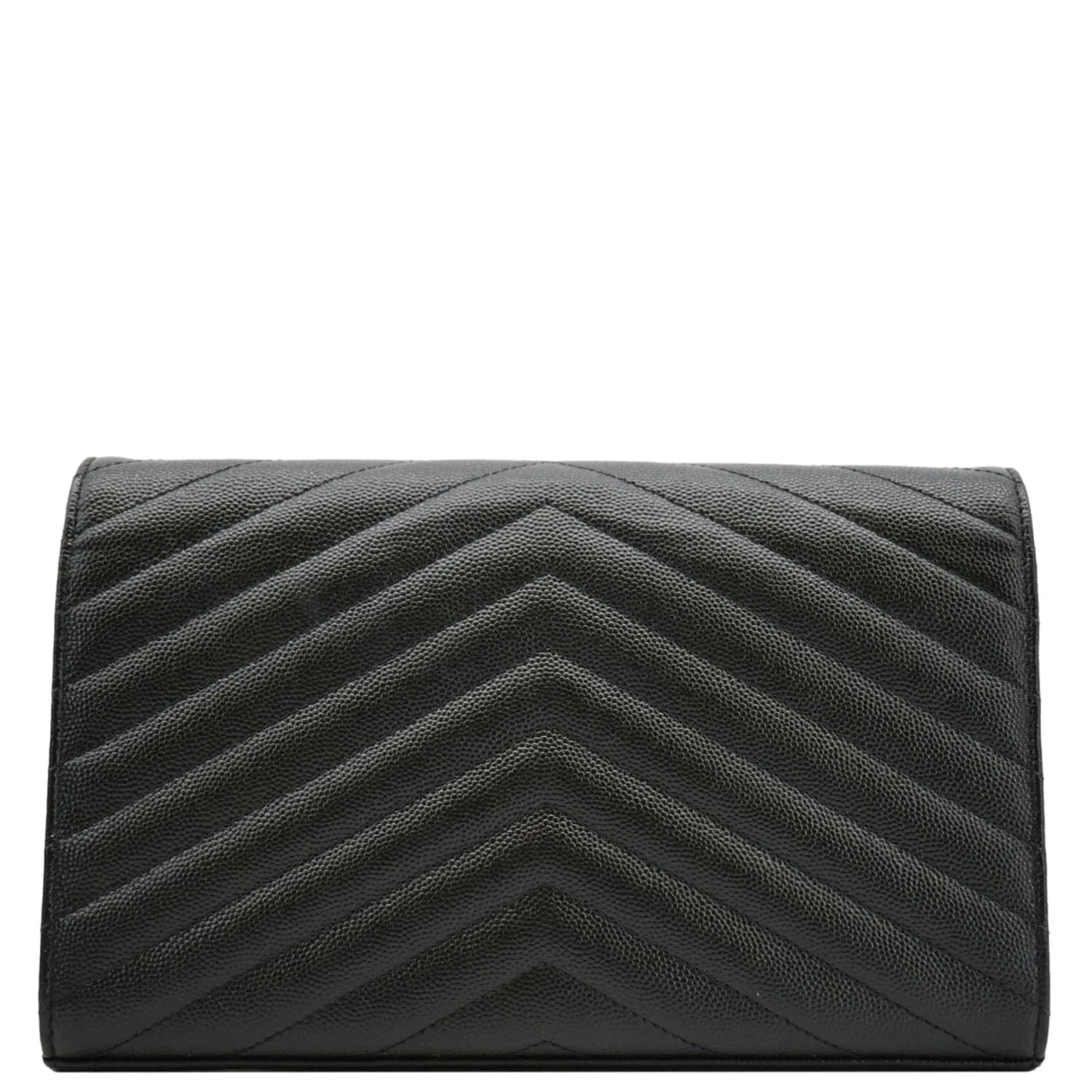YVES SAINT LAURENT Cassandre Envelope Grain De Poudre Leather Chain Crossbody Bag Black