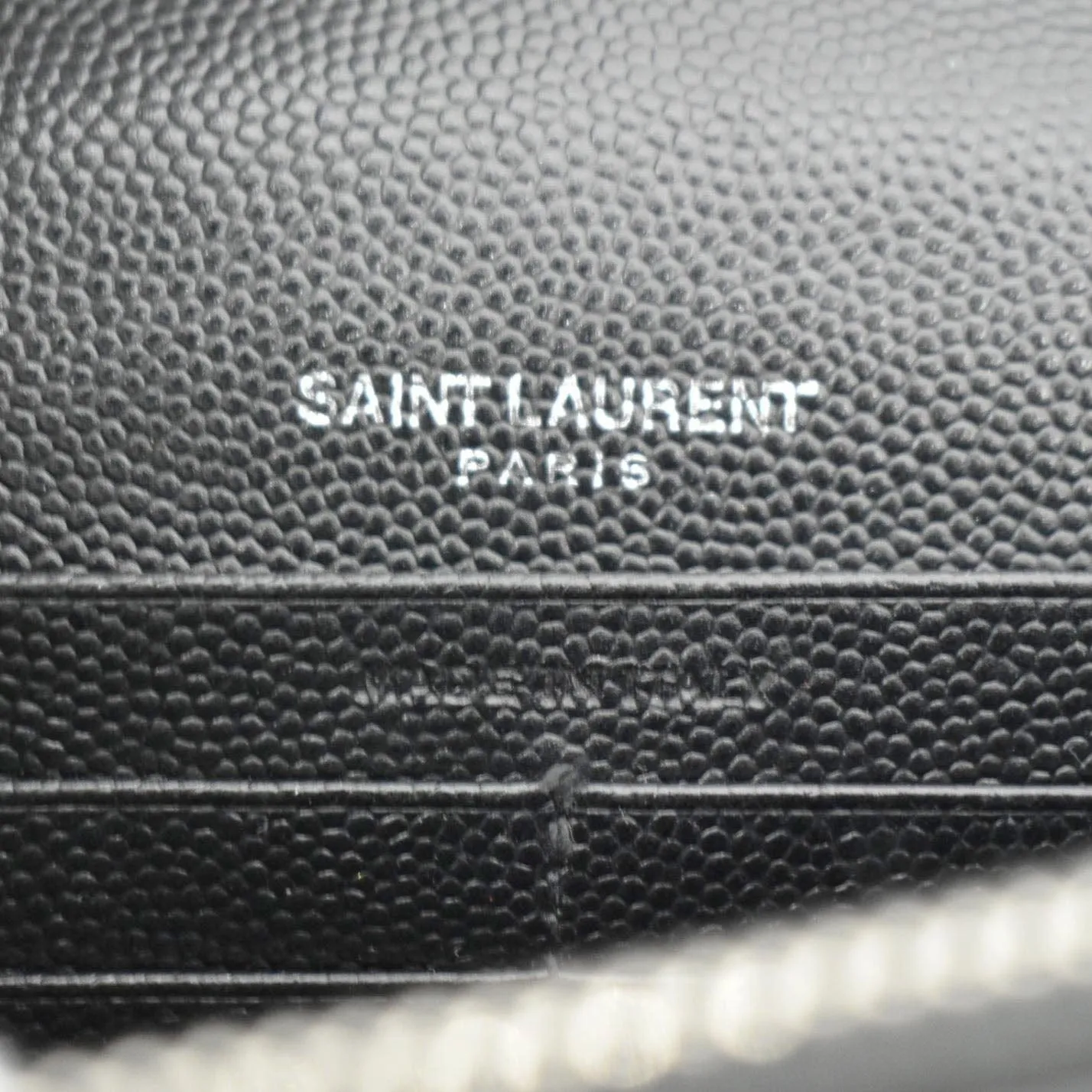 YVES SAINT LAURENT WOC Cassandre Grain De Poudre Chain Crossbody Bag Black