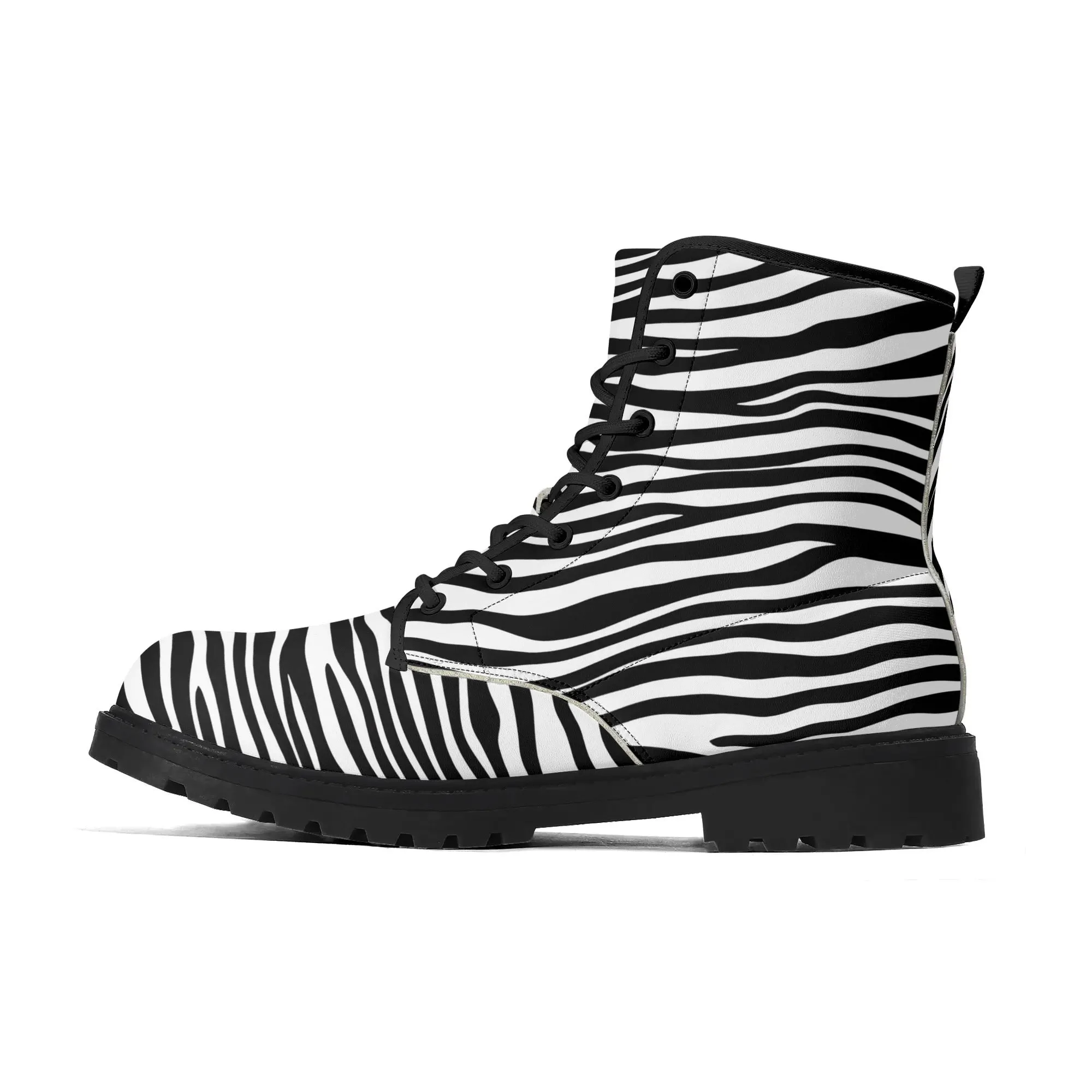 Zebra Print #6 Womens Vegan Combat Boots
