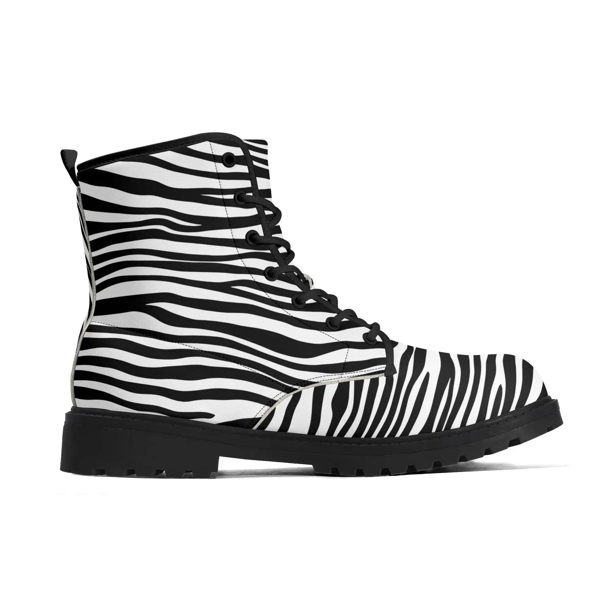 Zebra Print #6 Womens Vegan Combat Boots