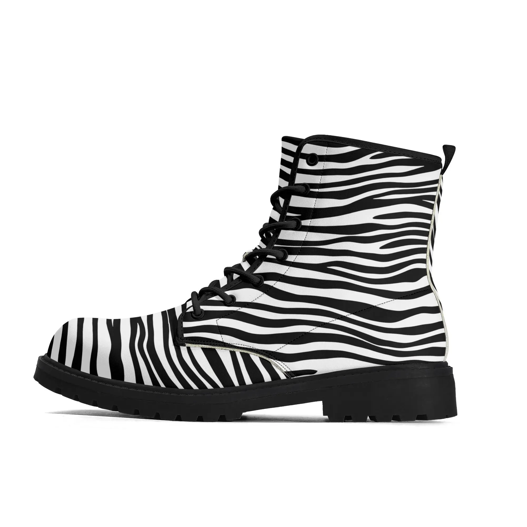 Zebra Print #6 Womens Vegan Combat Boots